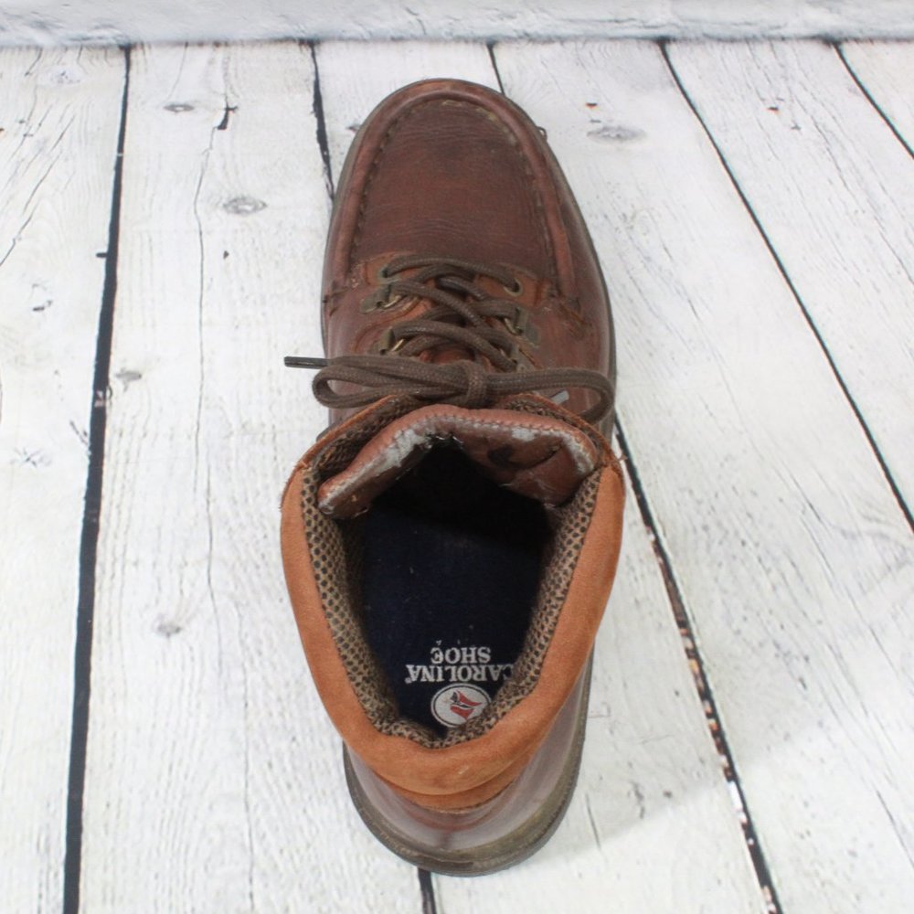 Carolina Brown Leather Lace-up Padded Chukka Work Ankle Boots Size 8 D - Picture 6 of 9
